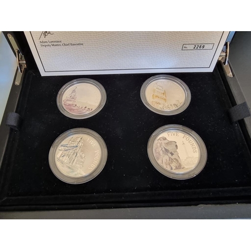 53 - Coins: a 2014 Royal Mint 'Portrait of Britain Silver Proof' £5 coin collection, containing four coin... 