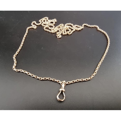 533 - A yellow metal chain, with attached spring clasp stamped 9ct, 86cm.