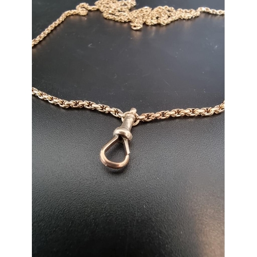 533 - A yellow metal chain, with attached spring clasp stamped 9ct, 86cm.