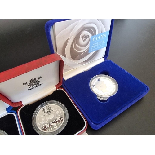 57 - Coins: six Royal Mint silver proof £5 coins, to include a 1999 'Diana Princess of Wales' silver proo... 