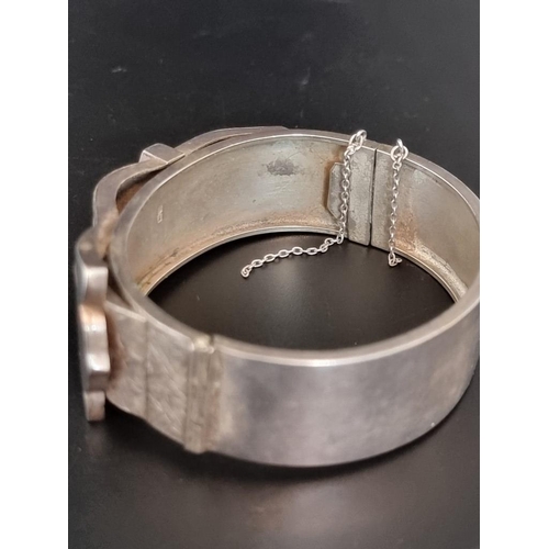 581 - A Victorian silver buckle bracelet, Birmingham 1883, 34g.