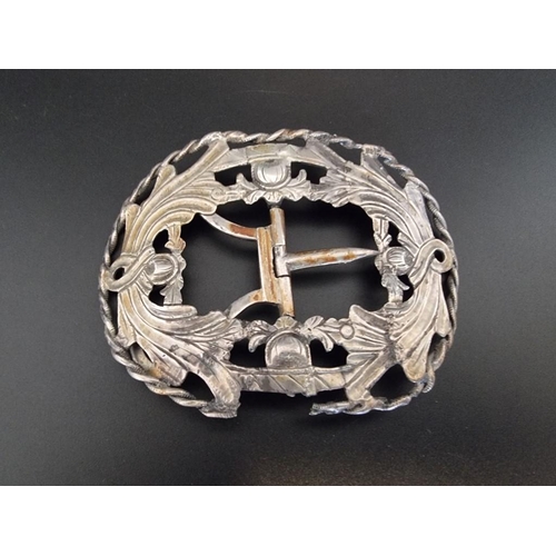 592 - A large 19th century Dutch belt buckle, .833 standard, 10.5 x 8cm.