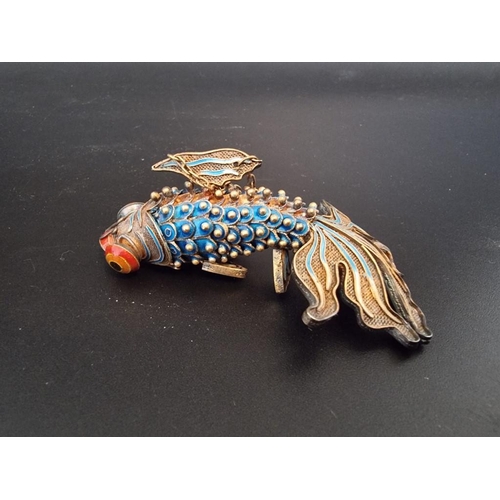 596 - A Chinese articulated silver gilt and cloisonné enamel koi carp pendant, stamped silver, 8.5cm, boxe... 