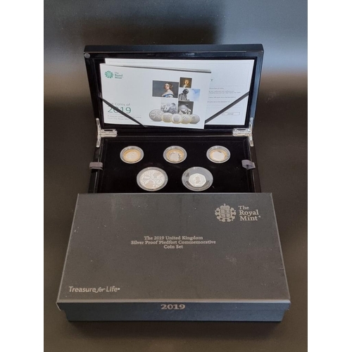 60 - Coins: a 2019 Royal Mint 'Silver Proof Piedfort Commemorative Coin Set' containing five coins, 50p t... 