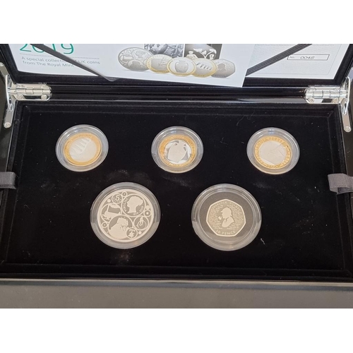 60 - Coins: a 2019 Royal Mint 'Silver Proof Piedfort Commemorative Coin Set' containing five coins, 50p t... 