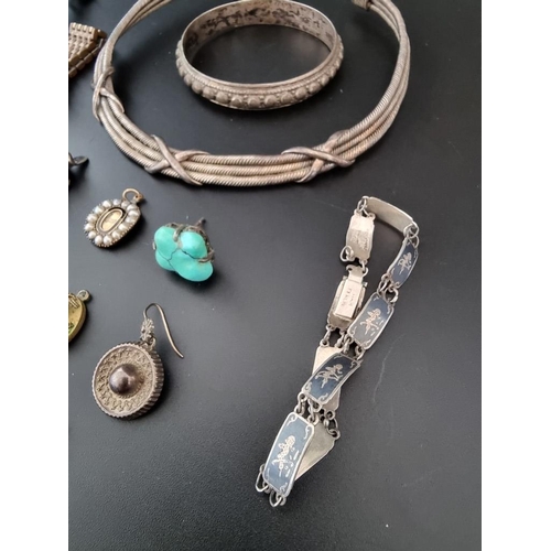 626 - A Mexican white metal necklace, stamped 925, and various other jewellery.