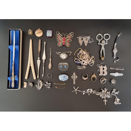 629 - A quantity of silver and costume jewellery; together with a Bucherer ladies wristwatch; and other it... 