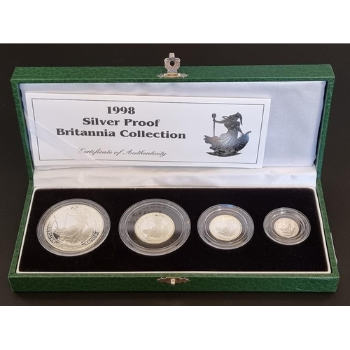 63 - Coins: a 1998 Royal Mint 'Silver Proof Britannia Collection', containing four coins, 20p to £2, with... 