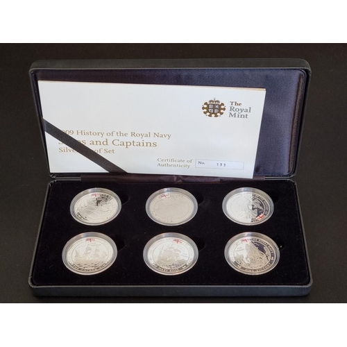 64 - Coins: a 2009 Royal Mint 'History of the Royal Navy Ships and Captains' silver proof crown set, cont... 