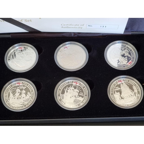 64 - Coins: a 2009 Royal Mint 'History of the Royal Navy Ships and Captains' silver proof crown set, cont... 