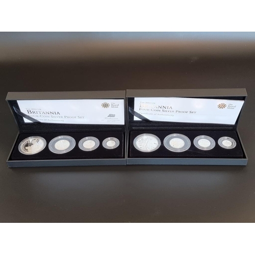 67 - Coins: a 2011 Royal Mint 'Silver Proof Britannia Collection' containing four coins, 20p to £2, with ... 