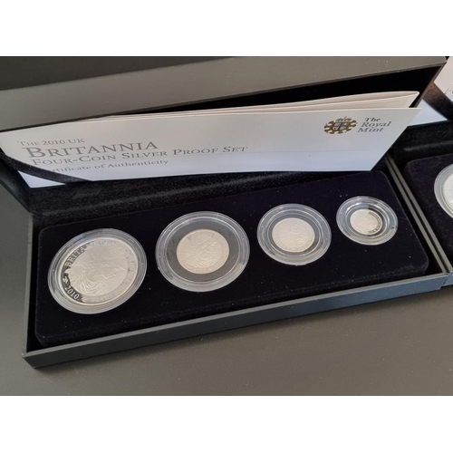 68 - Coins: a 2009 Royal Mint 'Silver Proof Britannia Collection', containing four coins, 20p to £2, with... 