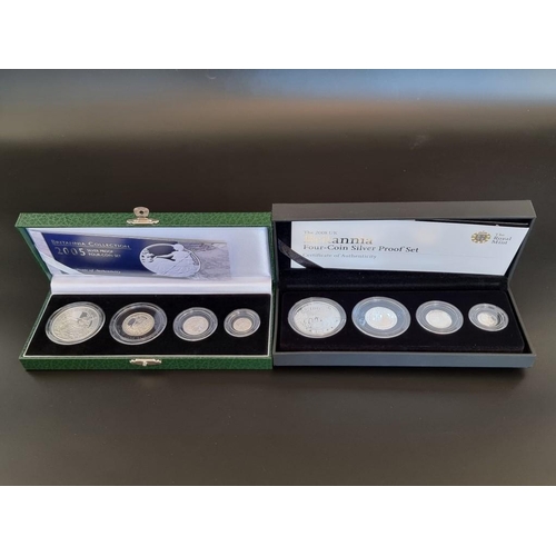 69 - Coins: a 2005 Royal Mint 'Silver Proof Britannia Collection', containing four coins, 20p to £2, with... 