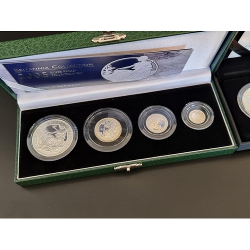 69 - Coins: a 2005 Royal Mint 'Silver Proof Britannia Collection', containing four coins, 20p to £2, with... 