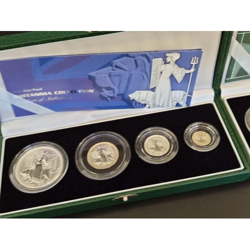 70 - Coins: a 2001 Royal Mint 'Silver Proof Britannia Collection', containing four coins, 20p to £2, with... 