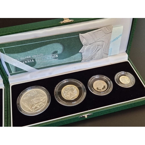 70 - Coins: a 2001 Royal Mint 'Silver Proof Britannia Collection', containing four coins, 20p to £2, with... 