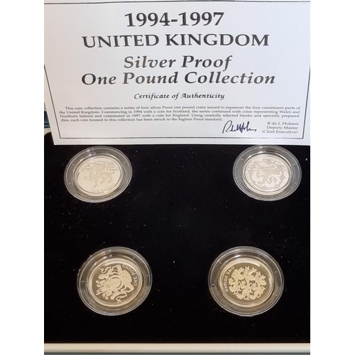 79 - Coins: a Royal Mint silver proof 'Piedfort One Pound Coin Collection', containing four coins dated 2... 