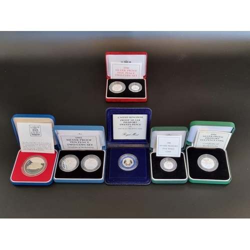 87 - Coins: six various UK and Guernsey silver proof coins.