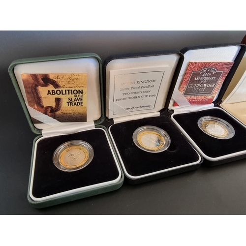 90 - Coins: six Royal mint silver proof Piedfort £2 coins; to include 'Abolition of Slavery' and 'Gun Pow... 