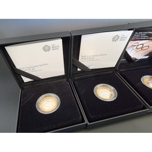 91 - Coins: six Royal Mint silver proof Piedfort £2 coins; to include 'Bravery in the Skies' and 'A Power... 