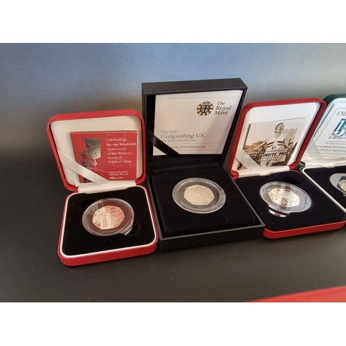 93 - Coins: eleven Royal Mint silver proof 50p coins, to include 'Celebrating the 50th Anniversary of the... 