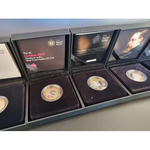 95 - Coins: six Royal Mint silver proof Piedfort £2 coins; to include 'Charles Dickens A 200th Anniversar... 