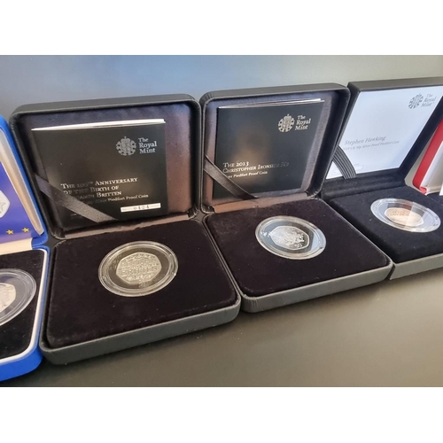 96 - Coins: six Royal Mint silver proof Piedfort 50p coins; to include 'Glasgow 2014 Commonwealth Games' ... 