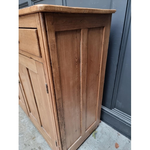 1020 - An antique pine side cabinet, 112.5cm wide.  