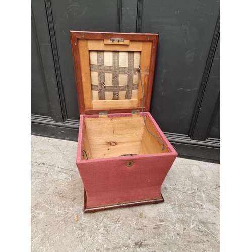 1052 - A Victorian mahogany and beadwork upholstered ottoman stool, 52cm wide. 