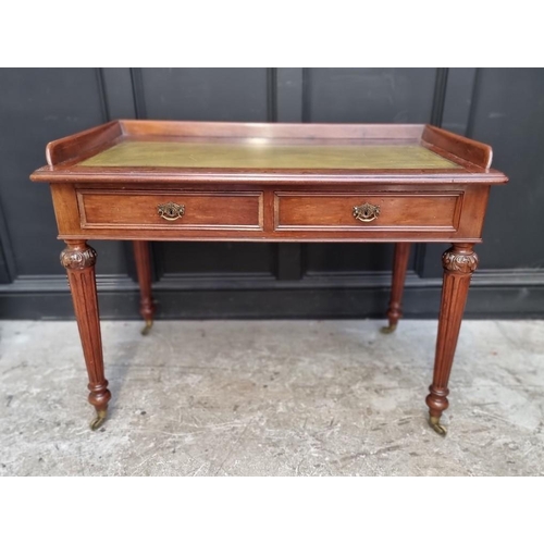 1065 - A Victorian carved mahogany desk, 108cm wide. 