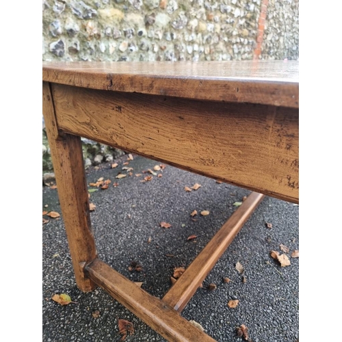 1102 - A 19th century oak refectory table, with twin plank top and frieze drawer to each opposing side, on ... 