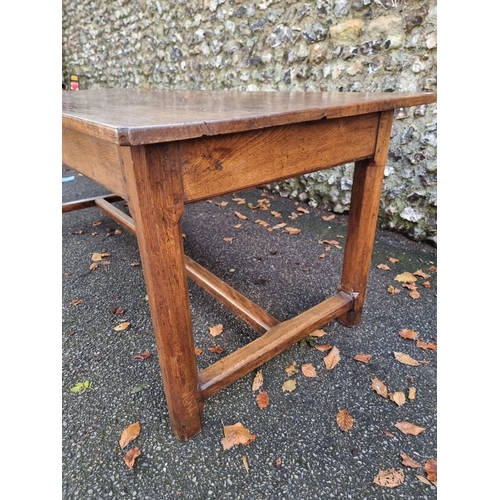 1102 - A 19th century oak refectory table, with twin plank top and frieze drawer to each opposing side, on ... 