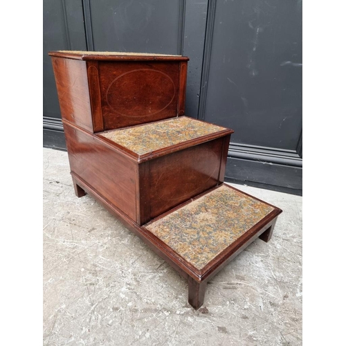 1104 - A set of 19th century mahogany and line inlaid commode steps, 44cm wide.