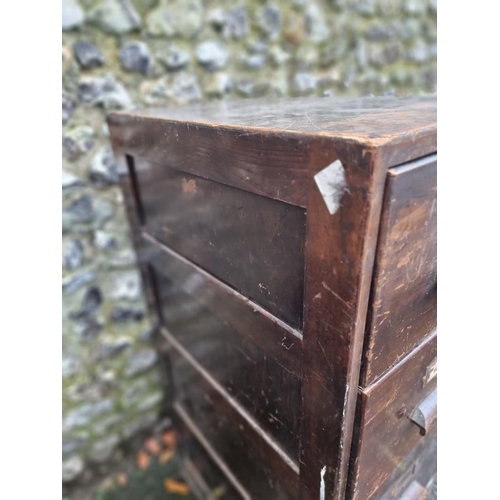 1110 - A vintage stained pine filing cabinet, 45cm wide. 