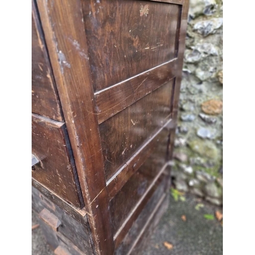 1110 - A vintage stained pine filing cabinet, 45cm wide. 