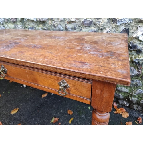 1111 - A late Victorian mahogany two drawer side table, 122cm wide.  