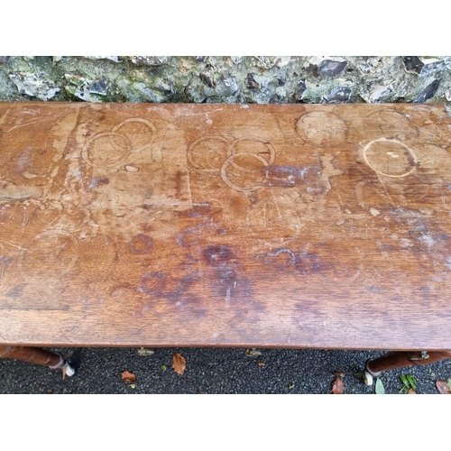 1111 - A late Victorian mahogany two drawer side table, 122cm wide.  