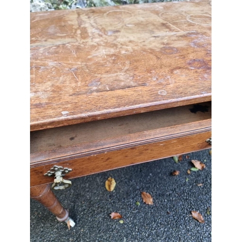 1111 - A late Victorian mahogany two drawer side table, 122cm wide.  