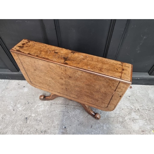 1112 - An unusual Victorian burr walnut Sutherland table, with gateleg action, 106.5cm when open. ... 