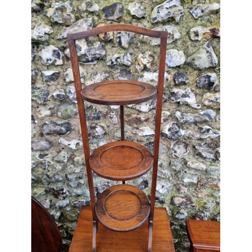 1120 - A mixed lot of furniture, comprising: an antique mahogany oval tilt-top tripod table, 60.5cm wide; a... 