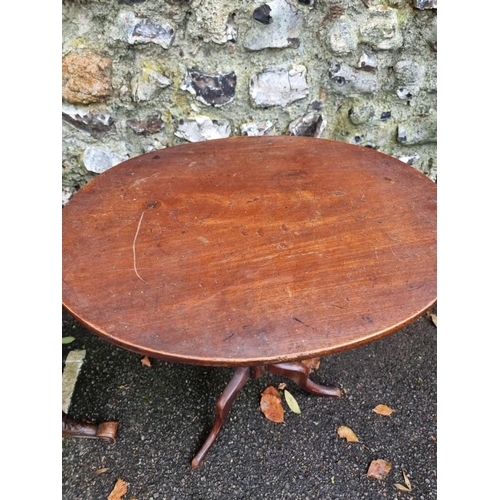 1122 - A Victorian burr walnut circular occasional table, 54cm diameter; together with an old mahogany oval... 