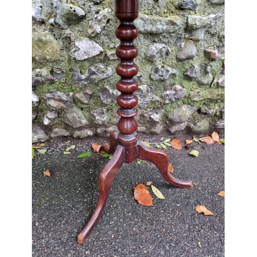 1122 - A Victorian burr walnut circular occasional table, 54cm diameter; together with an old mahogany oval... 