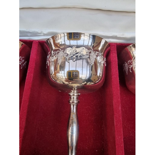 1196 - A cased set of six electroplated goblets, by Harrods, 14cm high. 