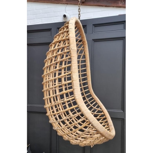 1199 - A vintage cane and rattan hanging egg chair. 