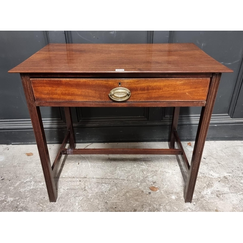 1050 - A George III mahogany single drawer side table, 80.5cm wide.