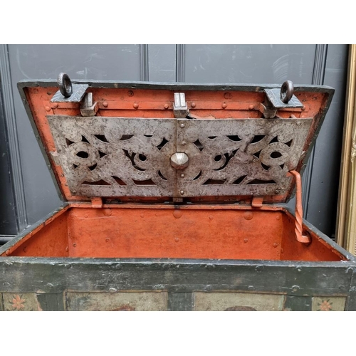 1070 - A 16th /17th century Armada chest, possibly Nuremberg, with floral painted decoration, 70cm wide.... 