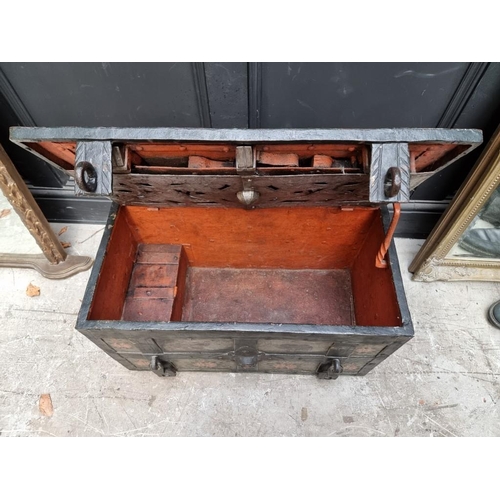 1070 - A 16th /17th century Armada chest, possibly Nuremberg, with floral painted decoration, 70cm wide.... 