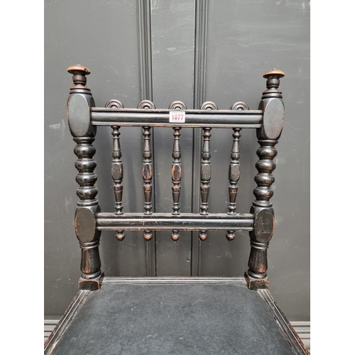 1077 - A Victorian ebonized side chair, bearing ivorine label inscribed 'Lambeth Palace'. ... 