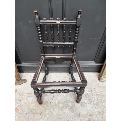 1077 - A Victorian ebonized side chair, bearing ivorine label inscribed 'Lambeth Palace'. ... 