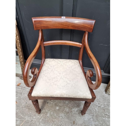 1083 - A William IV mahogany elbow dining chair.  